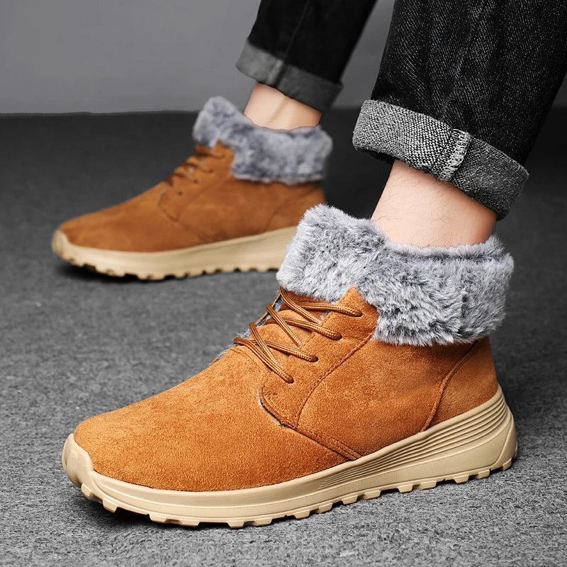 Winter Boots for Men 2025 New Plush Snow Boots Men Ankle Boots Warm Black Couple Cotton Couples Platform Shoes Sneakers